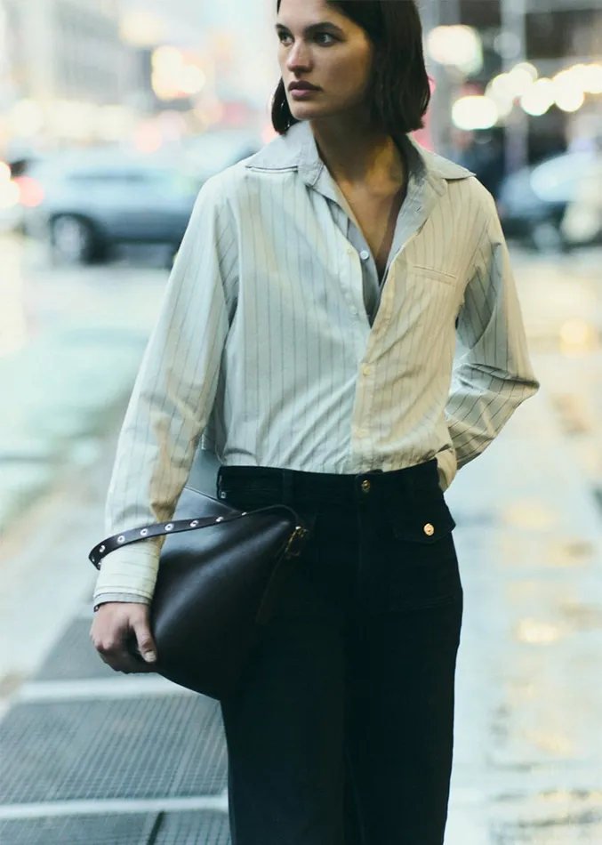 Citizens Of Humanity Fino Cropped Shirt In Clove Stripe Women Tops