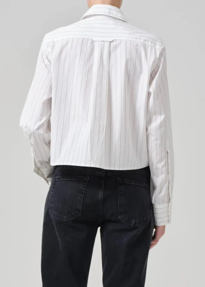 Citizens Of Humanity Fino Cropped Shirt In Clove Stripe Women Tops