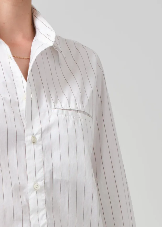 Citizens Of Humanity Fino Cropped Shirt In Clove Stripe Women Tops