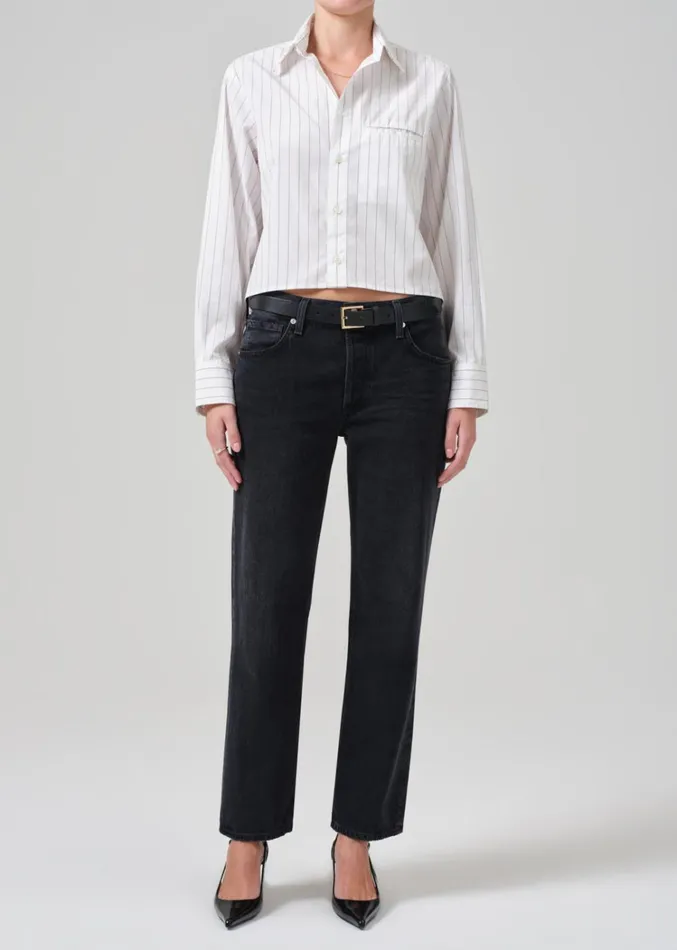 Citizens Of Humanity Fino Cropped Shirt In Clove Stripe Women Tops