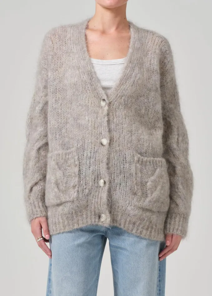 Citizens Of Humanity Padma Cable Cardigan In Oatmeal Grey Women Jackets and Coats