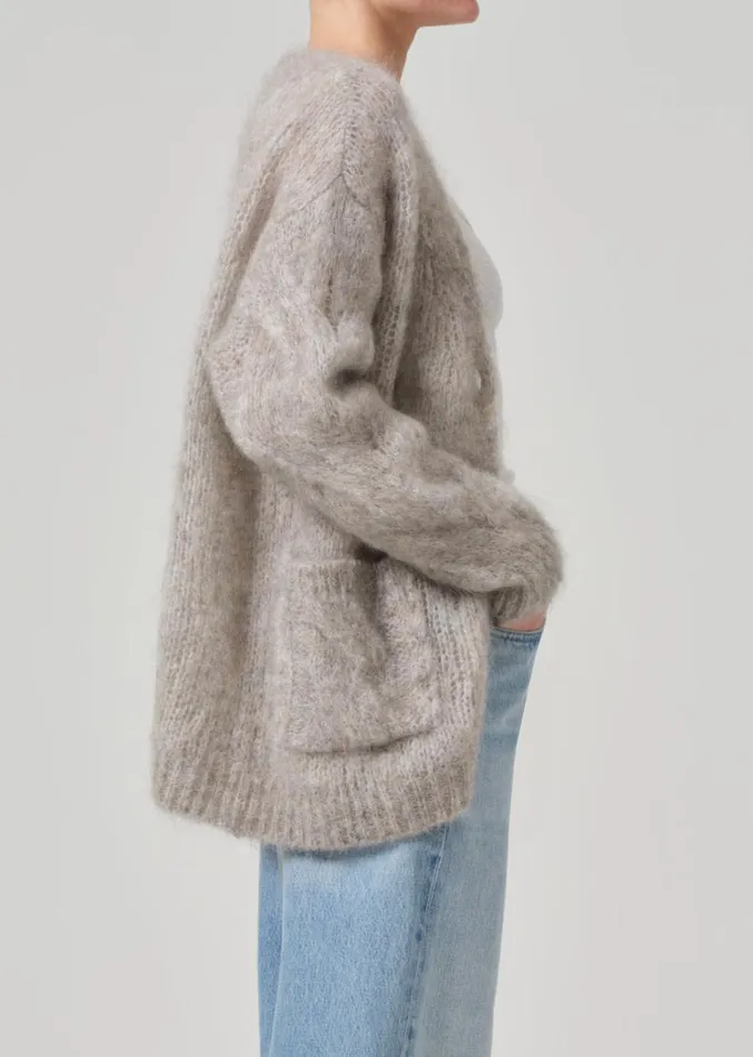 Citizens Of Humanity Padma Cable Cardigan In Oatmeal Grey Women Jackets and Coats