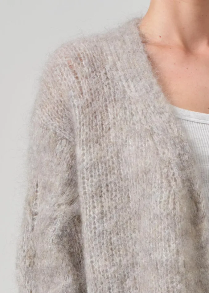 Citizens Of Humanity Padma Cable Cardigan In Oatmeal Grey Women Jackets and Coats