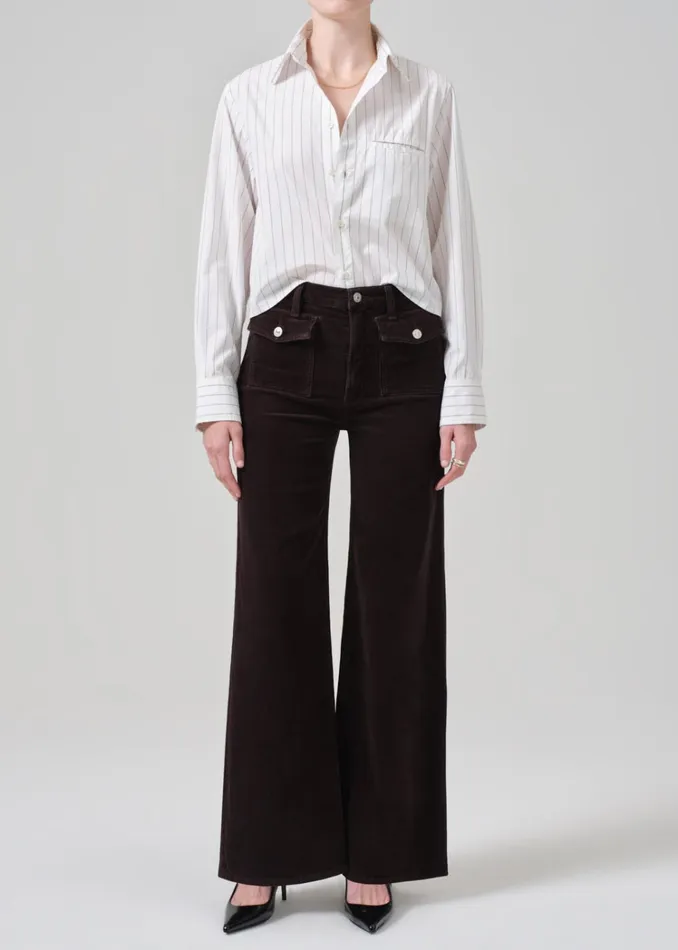 Citizens Of Humanity Raven Patch Pocket Wide Leg Corduroy In Clove Women Pants