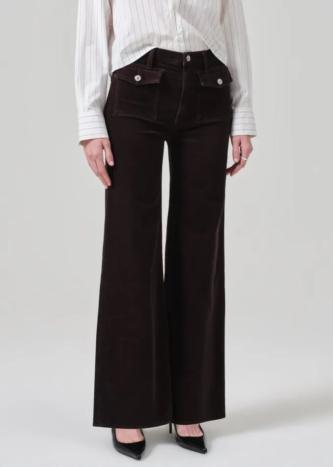 Citizens Of Humanity Raven Patch Pocket Wide Leg Corduroy In Clove Women Pants