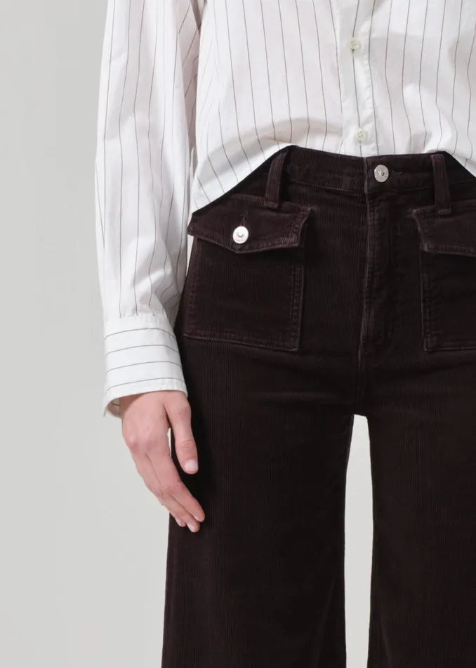 Citizens Of Humanity Raven Patch Pocket Wide Leg Corduroy In Clove Women Pants