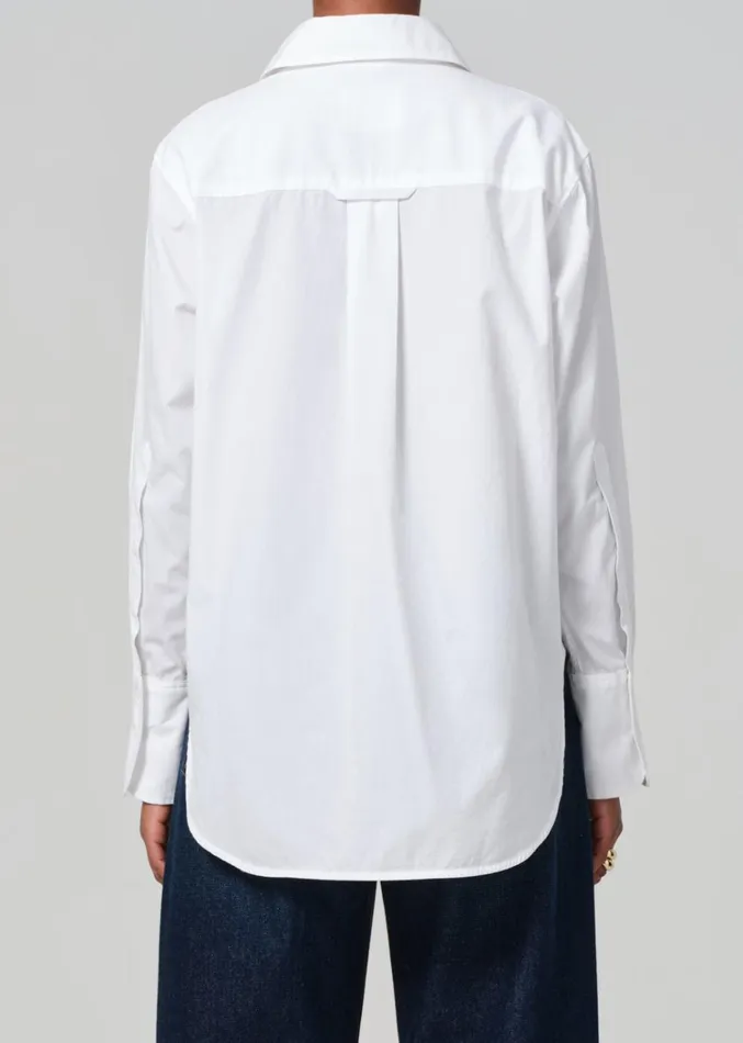 Citizens Of Humanity Ruffle Tuxedo Shirt In White Women Tops