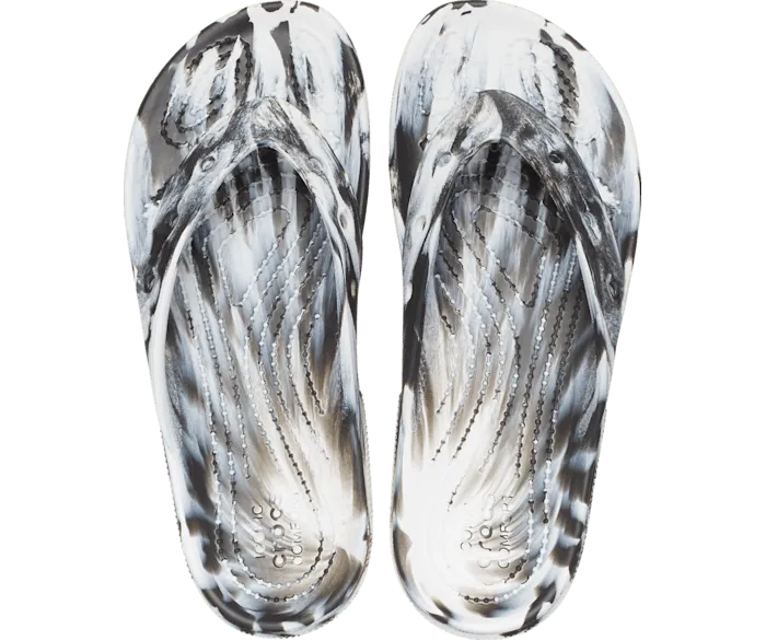 Classic Marble Flip Black White Men Crocs FlipFlops