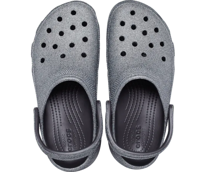 Classic Platform Glitter Clog Black Women Crocs Platforms 038 Wedges