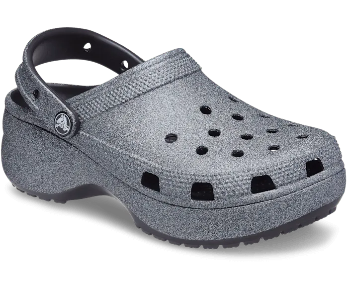 Classic Platform Glitter Clog Black Women Crocs Platforms 038 Wedges