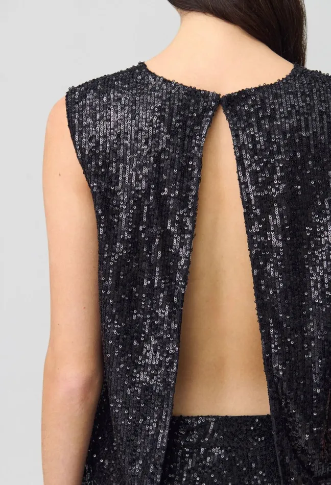 Claudie Pierlot Black Sequin Top Women Tops And Shirts