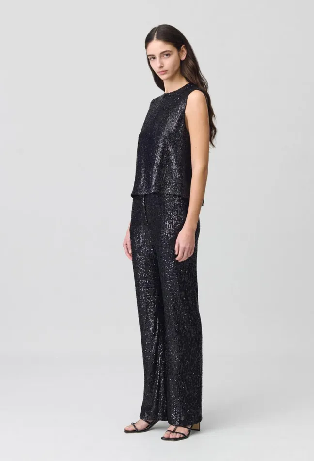 Claudie Pierlot Black Sequin Top Women Tops And Shirts