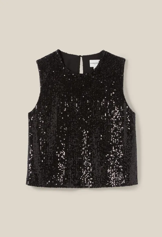 Claudie Pierlot Black Sequin Top Women Tops And Shirts