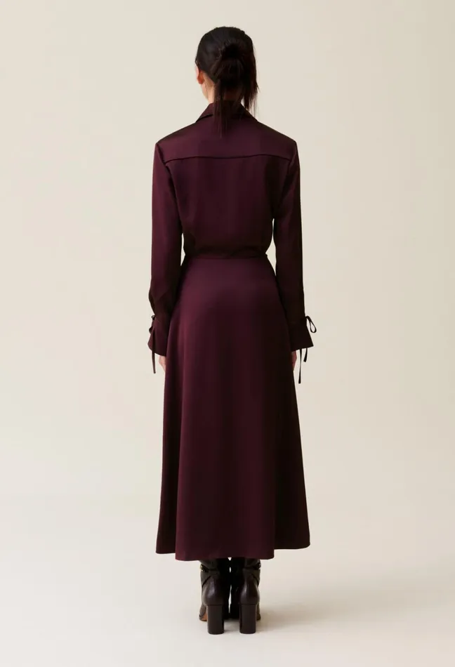 Claudie Pierlot Burgundy Crossover Maxi Dress Women Dresses Claudie Pierlot Burgundy Crossover Maxi Dress Women Dresses