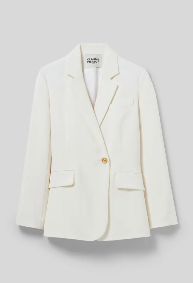 Claudie Pierlot Buttoned Blazer Ecru Women Blazers Claudie Pierlot Buttoned Blazer Ecru Women Blazers