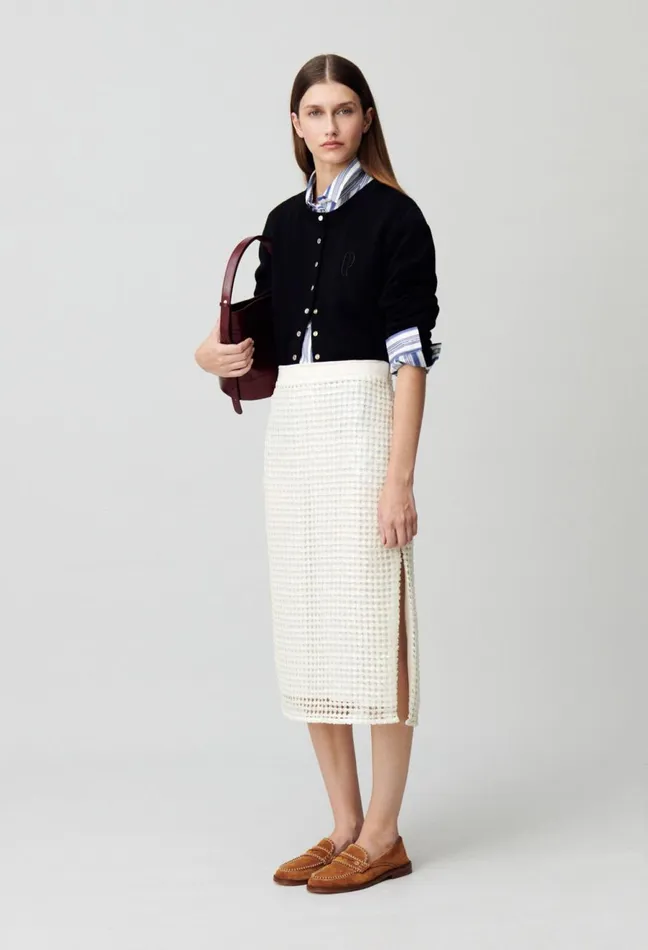 Claudie Pierlot Crochet Midi Skirt Ecru Women Skirts And Shorts Claudie Pierlot Crochet Midi Skirt Ecru Women Skirts And Shorts