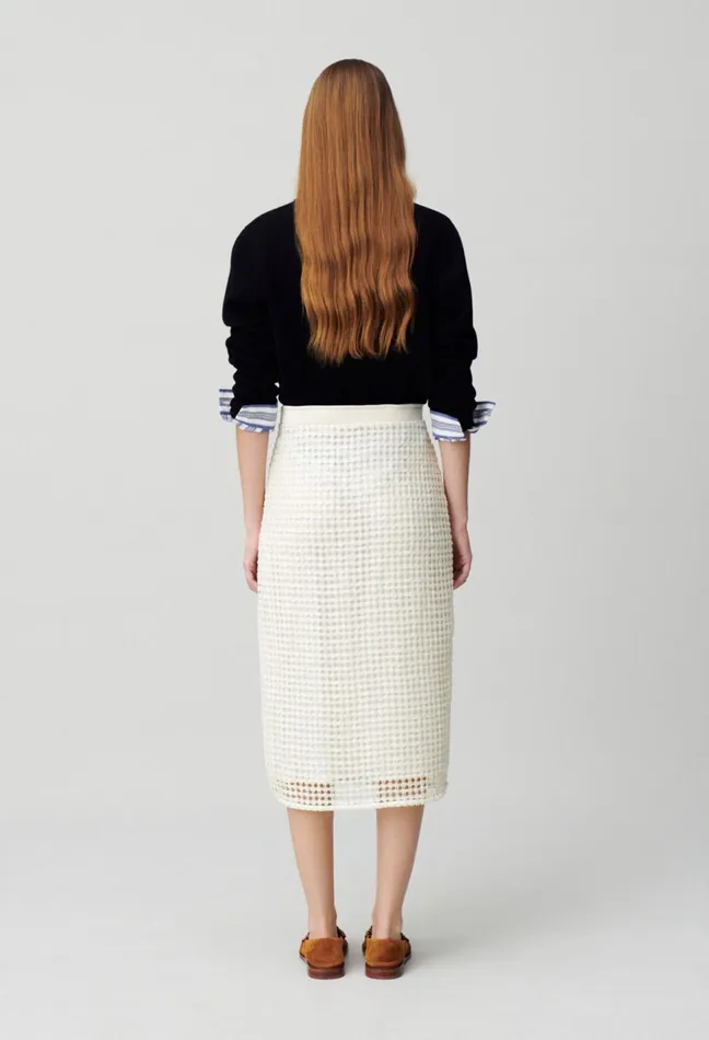Claudie Pierlot Crochet Midi Skirt Ecru Women Skirts And Shorts Claudie Pierlot Crochet Midi Skirt Ecru Women Skirts And Shorts