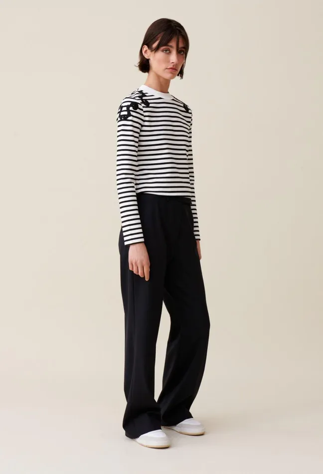 Claudie Pierlot Ecru Long Sleeved Top Women TShirts Claudie Pierlot Ecru Long Sleeved Top Women TShirts