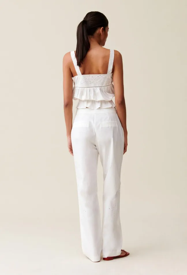 Claudie Pierlot Ecru StraightLeg Trousers Embroidery Women Jeans And Trousers Claudie Pierlot Ecru StraightLeg Trousers Embroidery Women Jeans And Trousers