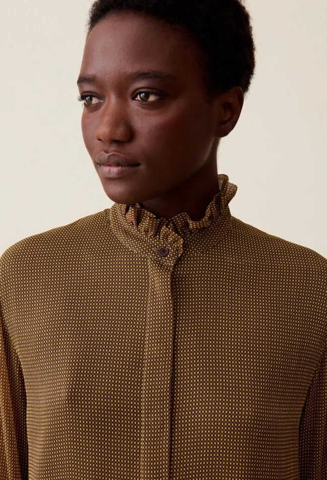 Claudie Pierlot Flowy Checkered Shirt Yellow Women Tops And Shirts