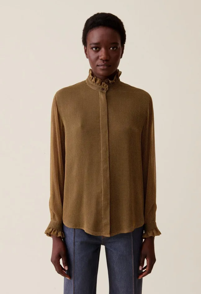 Claudie Pierlot Flowy Checkered Shirt Yellow Women Tops And Shirts Claudie Pierlot Flowy Checkered Shirt Yellow Women Tops And Shirts