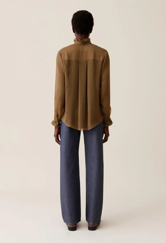 Claudie Pierlot Flowy Checkered Shirt Yellow Women Tops And Shirts Claudie Pierlot Flowy Checkered Shirt Yellow Women Tops And Shirts