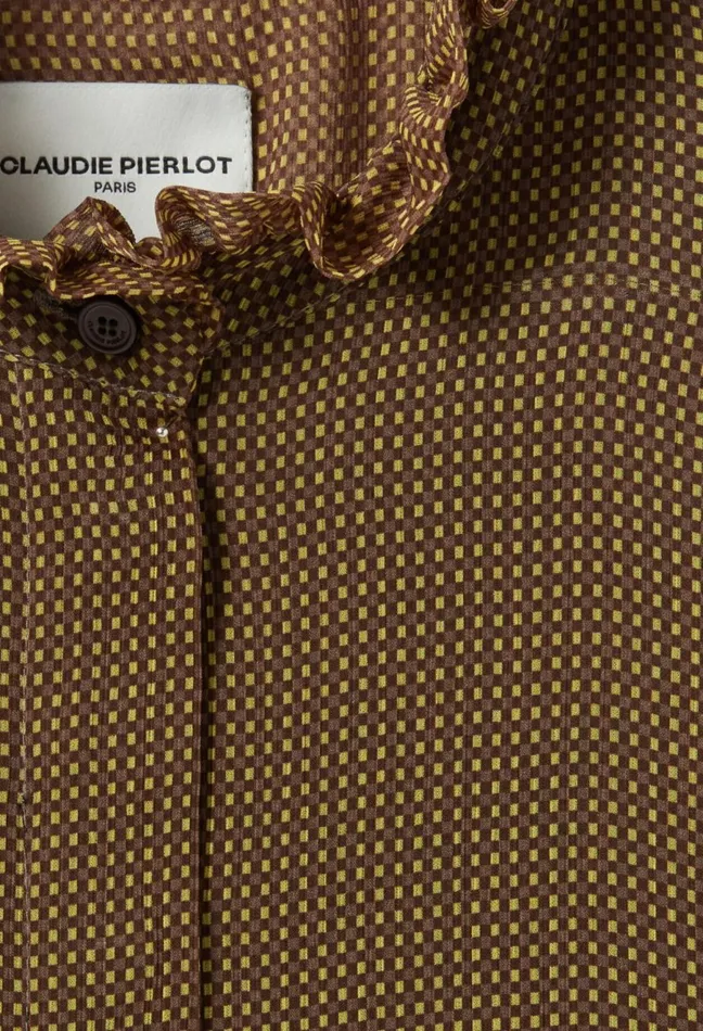 Claudie Pierlot Flowy Checkered Shirt Yellow Women Tops And Shirts Claudie Pierlot Flowy Checkered Shirt Yellow Women Tops And Shirts