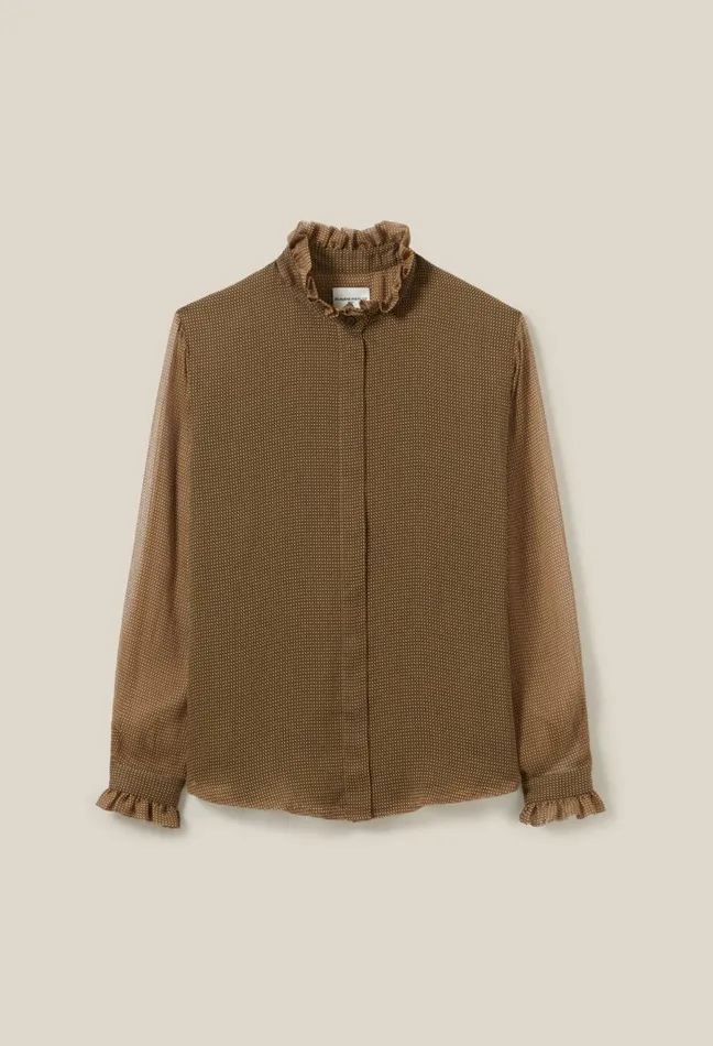 Claudie Pierlot Flowy Checkered Shirt Yellow Women Tops And Shirts Claudie Pierlot Flowy Checkered Shirt Yellow Women Tops And Shirts