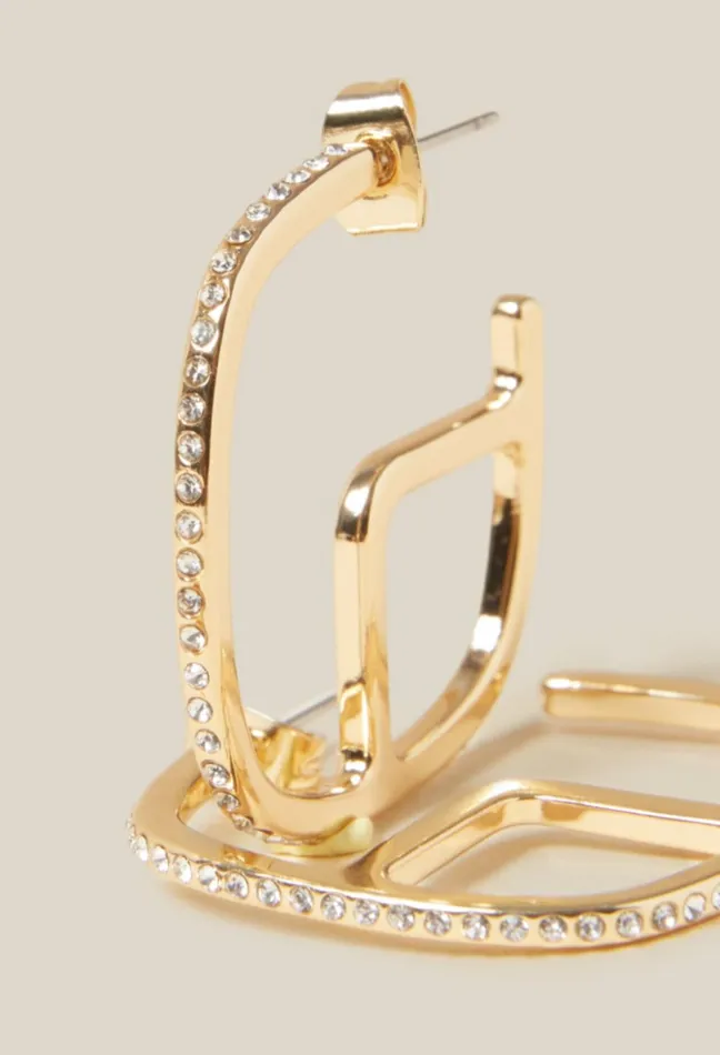 Claudie Pierlot Golden Brass Cp Hoop Earrings Women Jewellery And Scrunchies