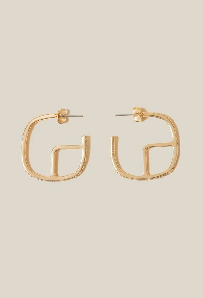 Claudie Pierlot Golden Brass Cp Hoop Earrings Women Jewellery And Scrunchies