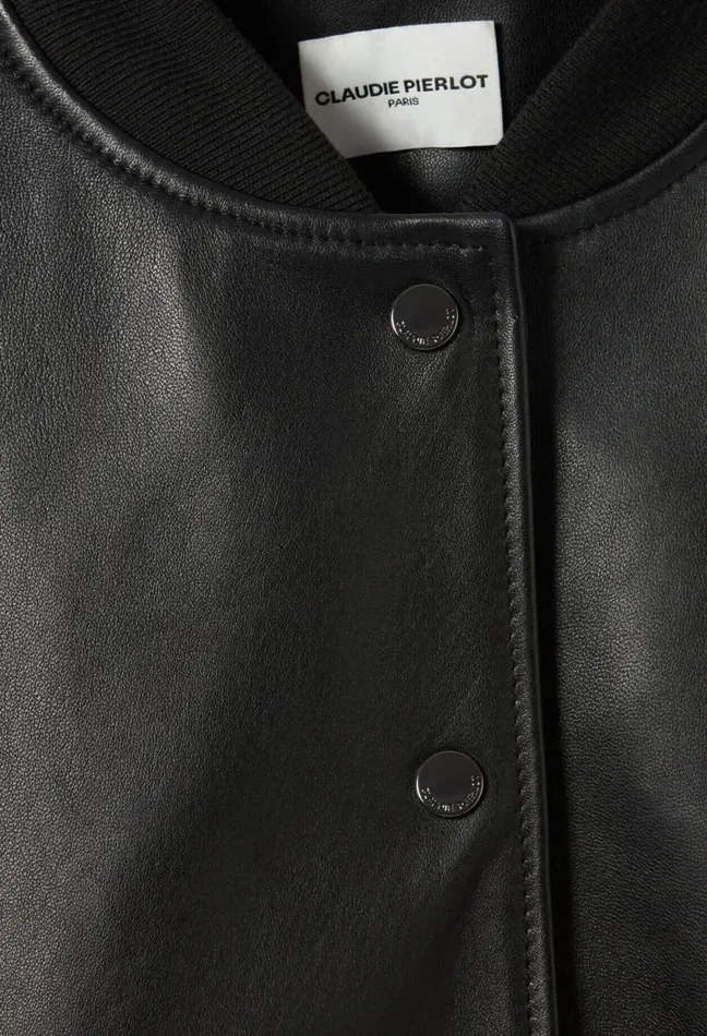 Claudie Pierlot Jean Toto Leather Bomber Black Women Jackets Claudie Pierlot Jean Toto Leather Bomber Black Women Jackets