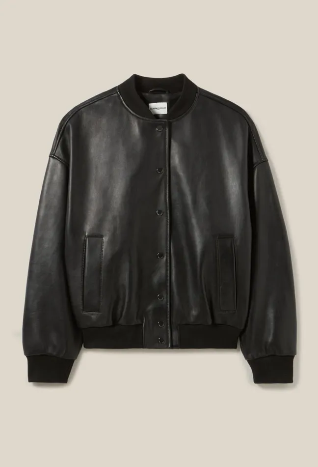 Claudie Pierlot Jean Toto Leather Bomber Black Women Jackets Claudie Pierlot Jean Toto Leather Bomber Black Women Jackets