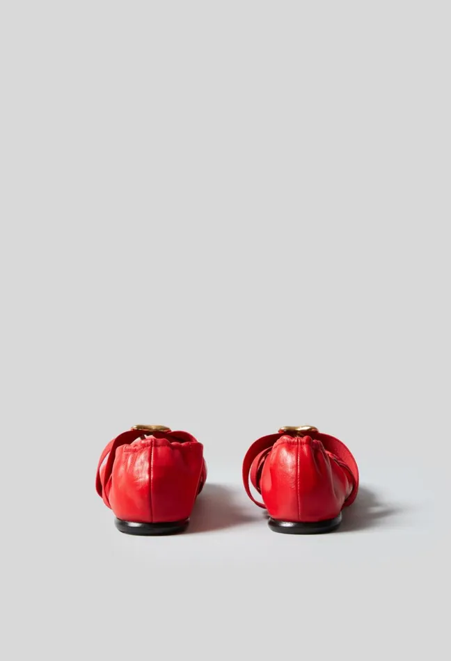 Claudie Pierlot Leather Ballet Flats With Heart Red Poppy Women Ballerinas
