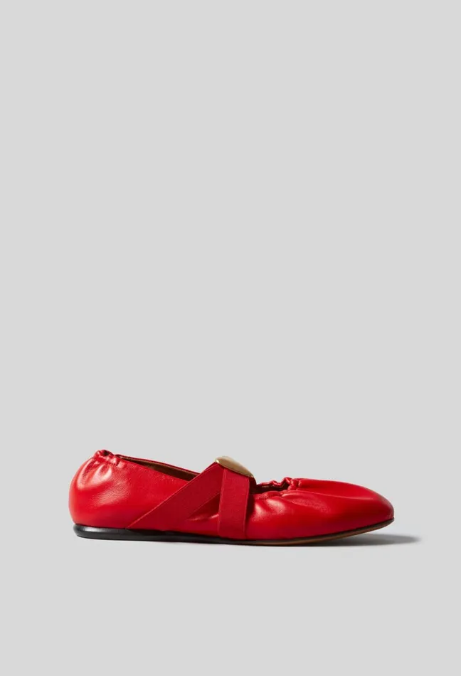 Claudie Pierlot Leather Ballet Flats With Heart Red Poppy Women Ballerinas