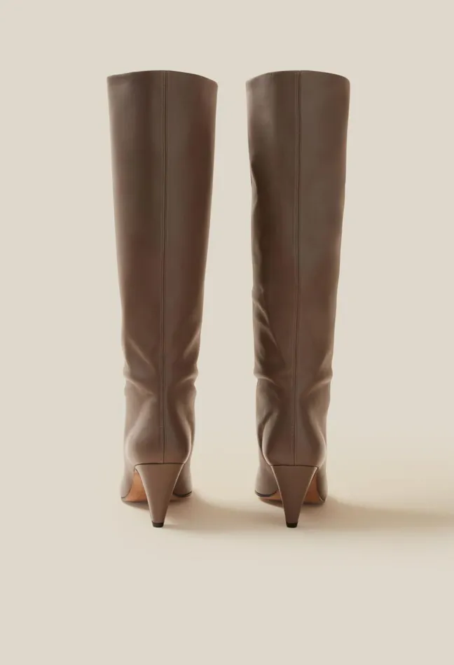 Claudie Pierlot Leather Heeled Boots Taupe Women Ankle Boots