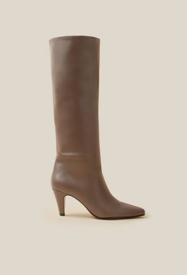 Claudie Pierlot Leather Heeled Boots Taupe Women Ankle Boots