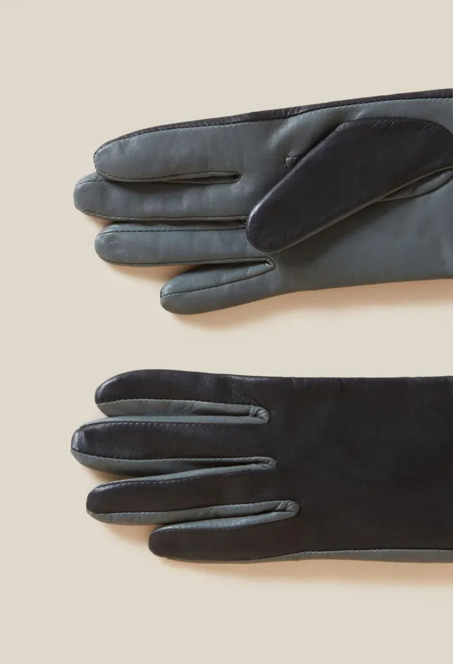 Claudie Pierlot Long TwoTone Leather Gloves Black Women Scarves Hats And Gloves Claudie Pierlot Long TwoTone Leather Gloves Black Women Scarves Hats And Gloves