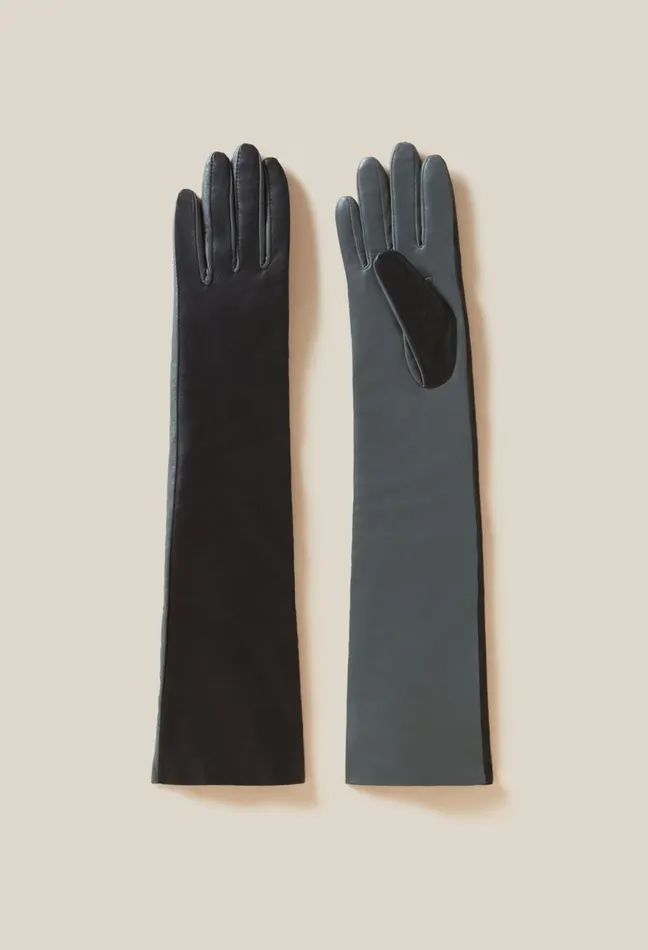 Claudie Pierlot Long TwoTone Leather Gloves Black Women Scarves Hats And Gloves Claudie Pierlot Long TwoTone Leather Gloves Black Women Scarves Hats And Gloves