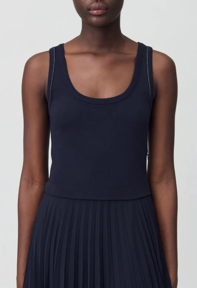 Claudie Pierlot Navy Blue Long Pleated Dress Deep Navy Women Dresses Claudie Pierlot Navy Blue Long Pleated Dress Deep Navy Women Dresses