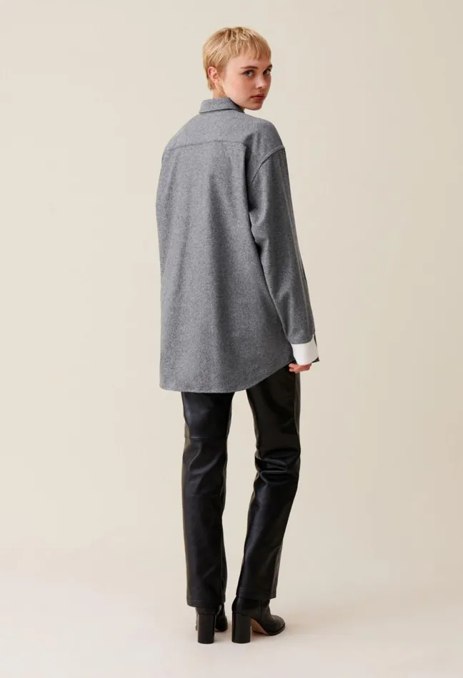 Claudie Pierlot Oversized Grey Shacket Gris Fonce Women Tops And Shirts Claudie Pierlot Oversized Grey Shacket Gris Fonce Women Tops And Shirts