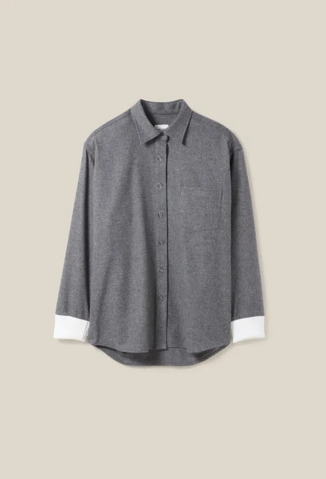 Claudie Pierlot Oversized Grey Shacket Gris Fonce Women Tops And Shirts Claudie Pierlot Oversized Grey Shacket Gris Fonce Women Tops And Shirts