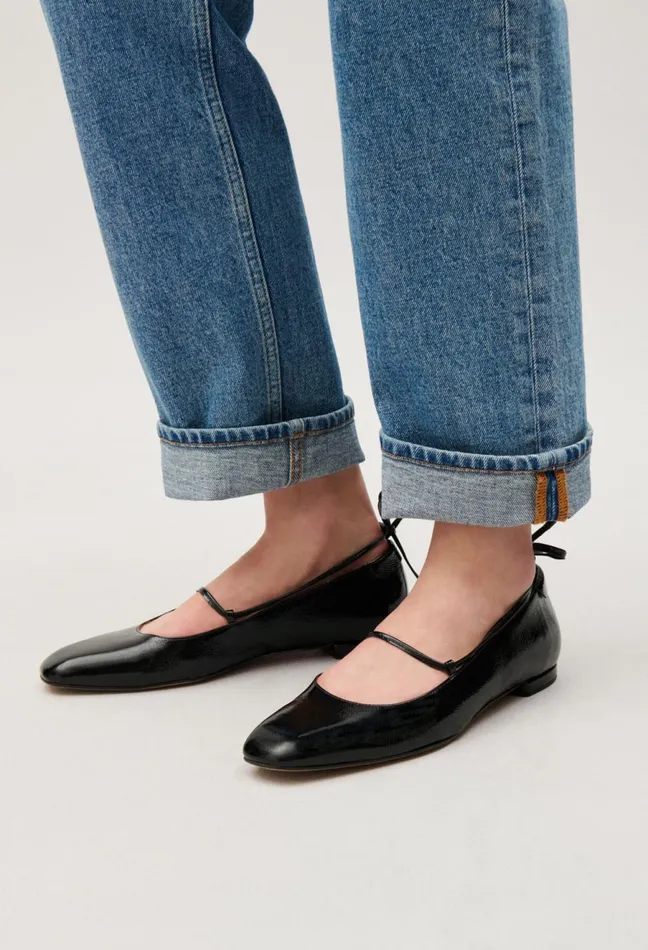 Claudie Pierlot Patent Leather Ballet Pumps Black Women Ballerinas