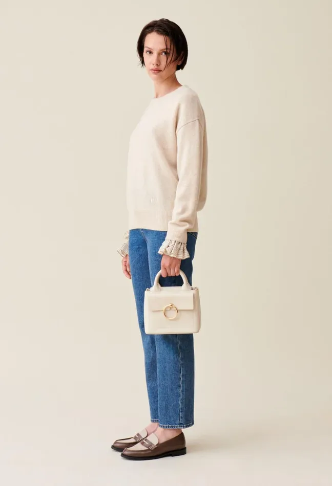 Claudie Pierlot Sac Anouck Mini Cuir Ecru Women Crossbody Bags