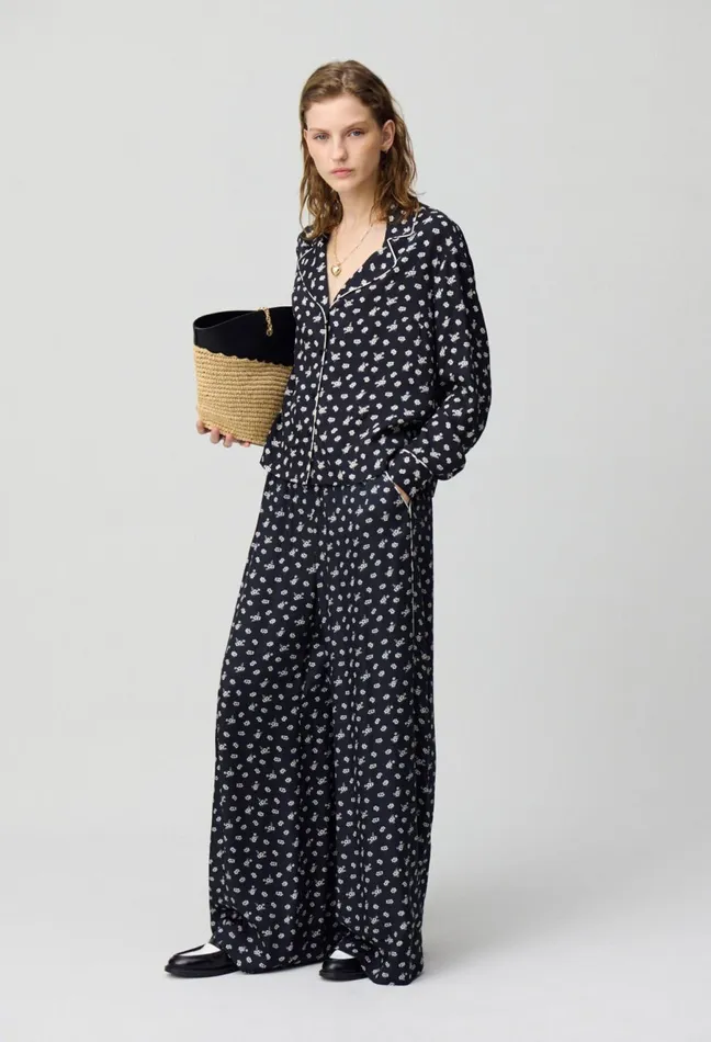 Claudie Pierlot Short Fluid Blouse Dark Print Women Tops And Shirts