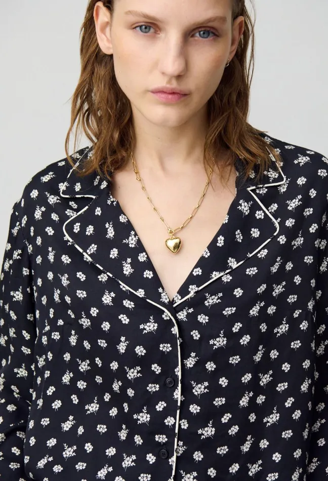 Claudie Pierlot Short Fluid Blouse Dark Print Women Tops And Shirts Claudie Pierlot Short Fluid Blouse Dark Print Women Tops And Shirts