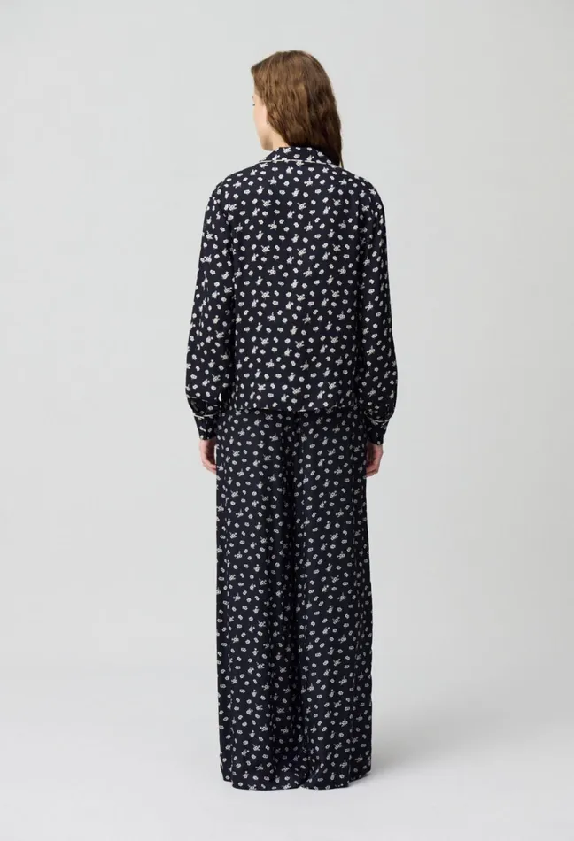 Claudie Pierlot Short Fluid Blouse Dark Print Women Tops And Shirts Claudie Pierlot Short Fluid Blouse Dark Print Women Tops And Shirts