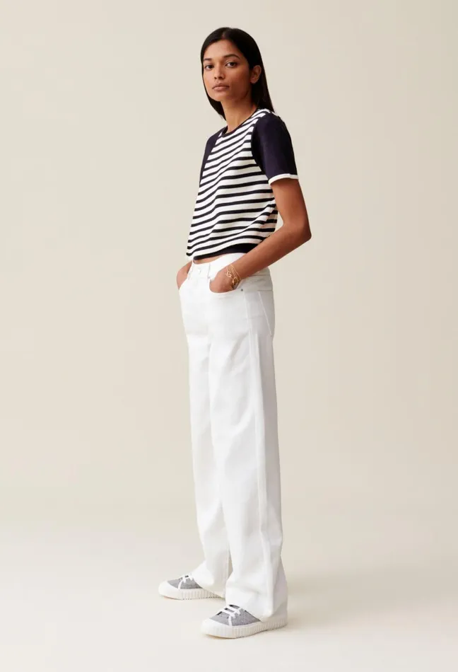 Claudie Pierlot Short Striped Jumper Dualcolor Women Knitwear And Cardigans Claudie Pierlot Short Striped Jumper Dualcolor Women Knitwear And Cardigans