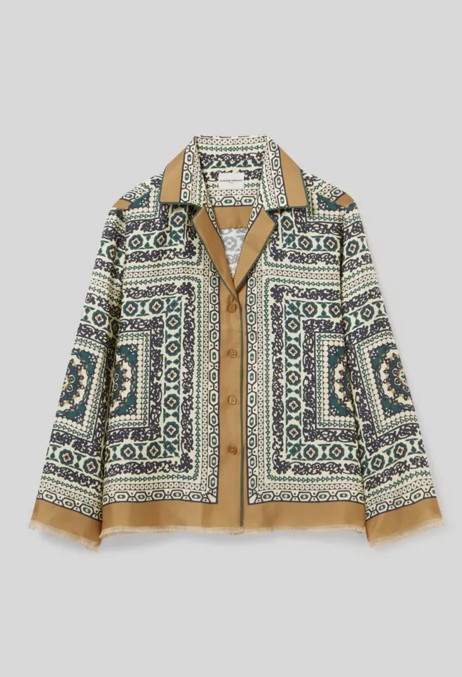 Claudie Pierlot Silk Printed Shirt Dark Print Women Tops And Shirts Claudie Pierlot Silk Printed Shirt Dark Print Women Tops And Shirts