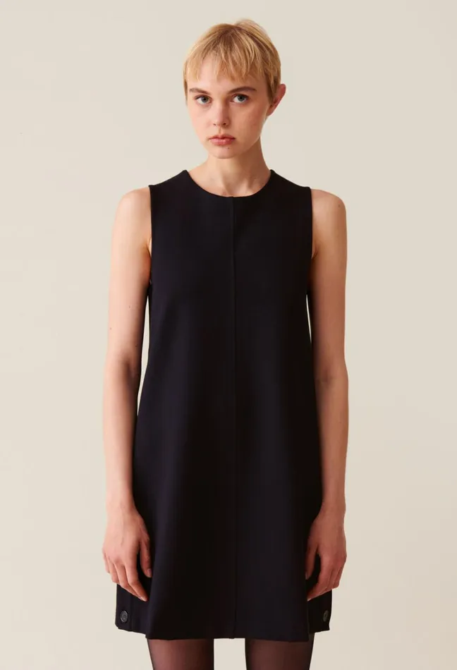 Claudie Pierlot Sleeveless Short Dress Navy Women Dresses Claudie Pierlot Sleeveless Short Dress Navy Women Dresses
