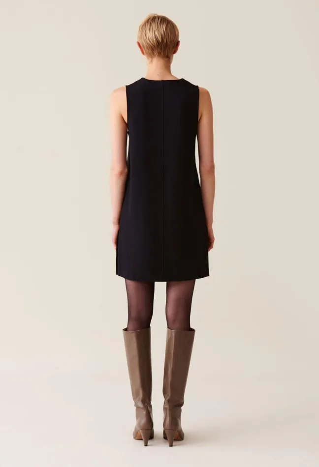 Claudie Pierlot Sleeveless Short Dress Navy Women Dresses Claudie Pierlot Sleeveless Short Dress Navy Women Dresses